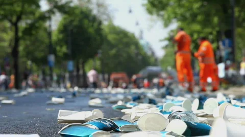 Cleaning up after marathon Stock Footage 369999