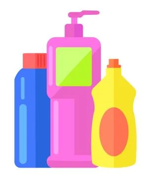Cleaning agent, bottle with dispenser or airless pump, with cleanser, with Stock Illustration