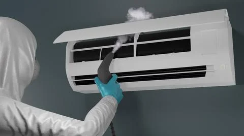 Cleaning the air conditioner 3d Stock Illustration