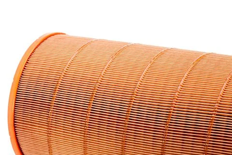 Cleaning air filter for a diesel engine of a truck, orange spare part. Stock Photos
