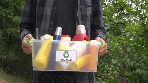 Cleaning and care product, empty plastic containers for house clean Stock Footage 123628680