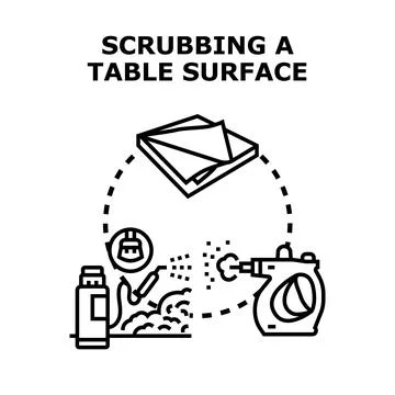 Cleaning and disinfecting a table surface concept Ilustración de archivo
