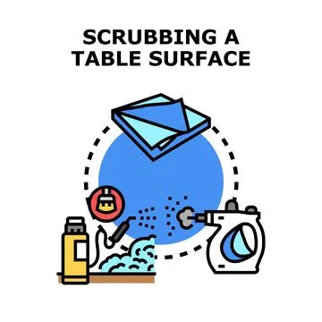 Cleaning and disinfecting a table surface concept Иллюстрация