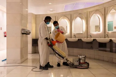 Cleaning and sanitizing services during coronavirus - covid19 outbreaks Stock Photos