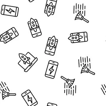 Cleaning Application Vector Seamless Pattern 스톡 일러스트