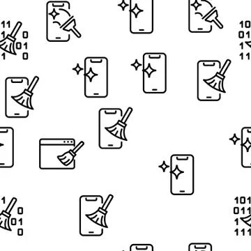 Cleaning Application Vector Seamless Pattern Stock Illustration