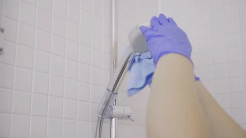 Cleaning bathroom Stock Footage 91031404