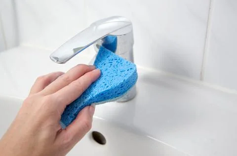 Cleaning the bathroom Stock Photos