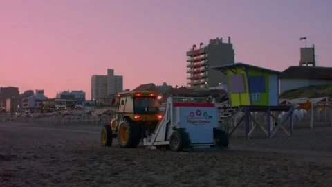 Cleaning the beach Stock Footage 147881501