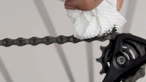 Cleaning Bicycle Chain Close Up Stock Footage 243628584
