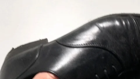 Cleaning Black Shoes Stock Footage 122103191
