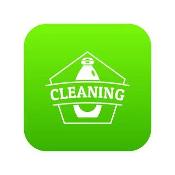 Cleaning bottle icon green vector Illustrazione stock