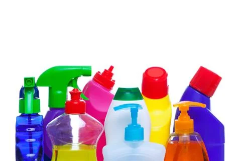 Cleaning bottles Stock Photos