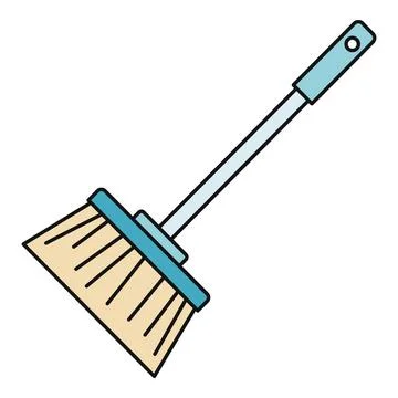 Cleaning broom with long handle for housework Illustration