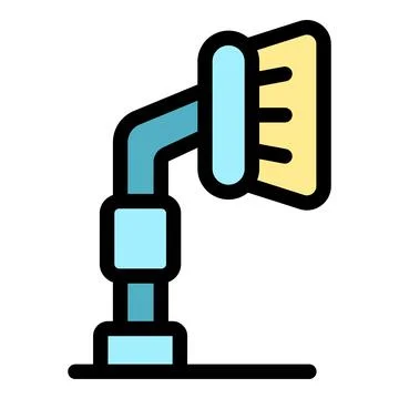 Cleaning brush attached to flexible hose for scrubbing and washing Stock Illustration