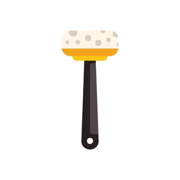 Cleaning brush with black plastic handle for dishwashing and housework illu.. Illustration