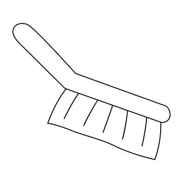 Cleaning brush with handle, doodle style flat vector outline for coloring book Illustration