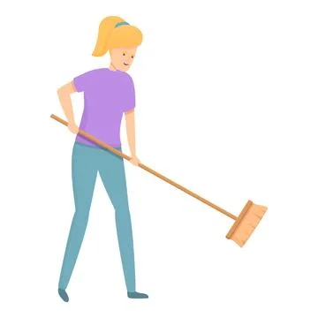 Cleaning brush icon cartoon vector. Housewife mom Stockillustratie