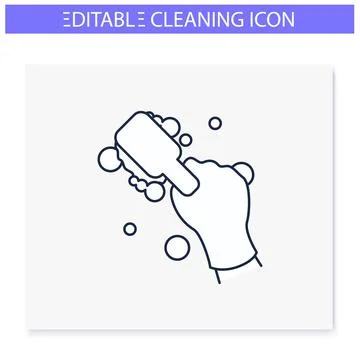 Cleaning brush line icon. Editable illustration Stock Illustration