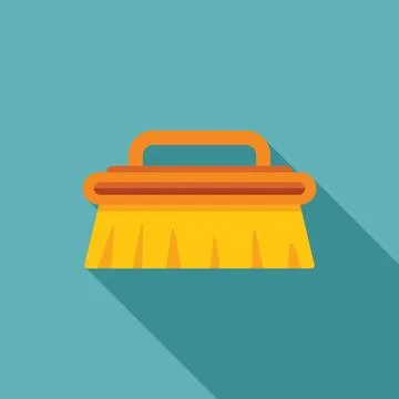 Cleaning brush scrubbing with long shadow on blue background Illustration