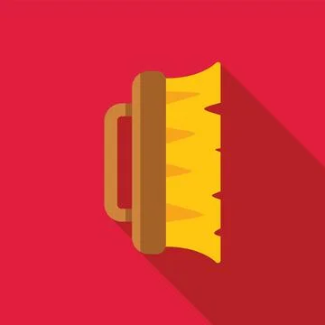 Cleaning brush scrubbing with long shadow on red background Stock Illustration