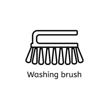 Cleaning brush simple line icon. Washing brush thin linear signs. Toilet Stock Illustration