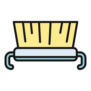 Cleaning brush sweeping equipment flat icon illustration Stock Illustration