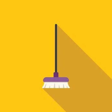 Cleaning brush sweeping with long shadow on yellow background Stock Illustration