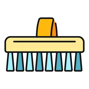 Cleaning brush tool with handle and bristles Illustration