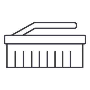 Cleaning brush  vector line icon, sign, illustration on white background, edi イラスト素材