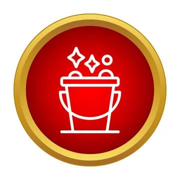Cleaning bucket with soap bubbles icon vector graphic Stock Illustration