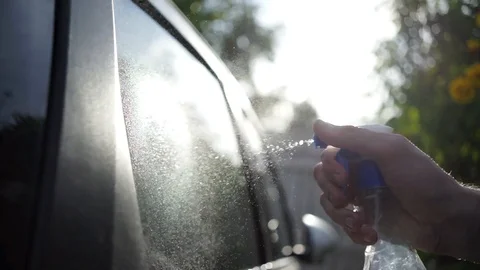 Cleaning car glass Stock Footage 100897227