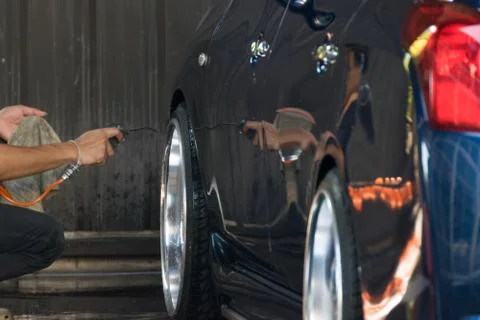 Cleaning the car Foto stock