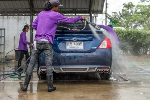 Cleaning the car Foto stock