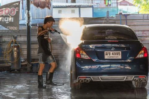 Cleaning the car Foto stock