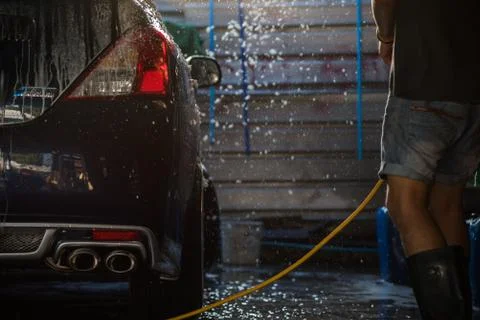 Cleaning the car Foto stock