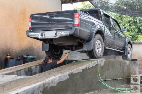 Cleaning the car Foto stock