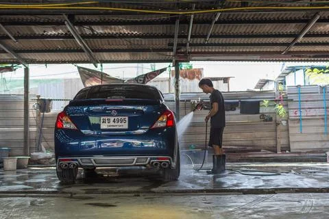 Cleaning the car Stock Photos