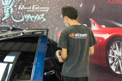 Cleaning the car Foto stock