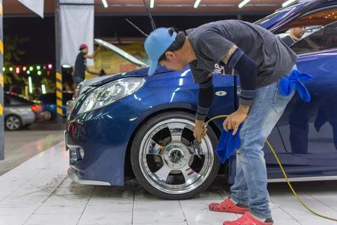 Cleaning the car Foto stock