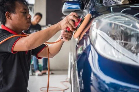 Cleaning the car Stock Photos