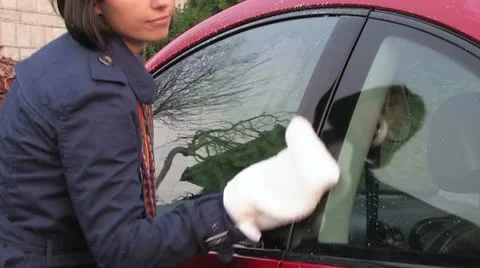 Cleaning car window Stock Footage 11827644