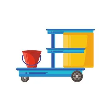 Cleaning cart on white background Stock Illustration