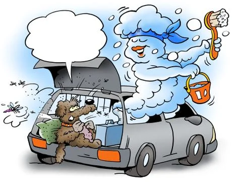 A cleaning cloud roll over car Stock Illustration