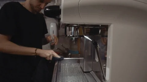 Cleaning coffee machine Stock Footage 118073751