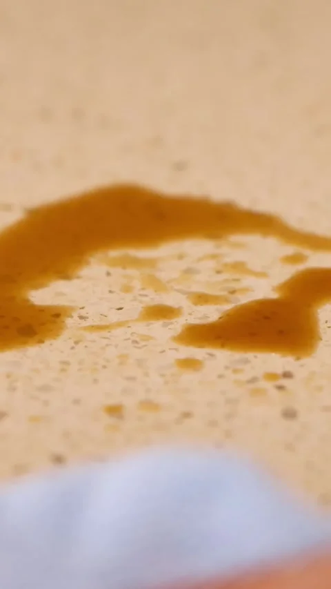 Cleaning Coffee Spill on Kitchen Countertop Stock Footage 310531810