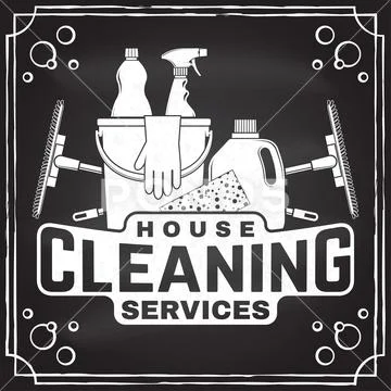Cleaning company badge, emblem. Vector illustration. Concept for shirt, stamp or Stock Illustration