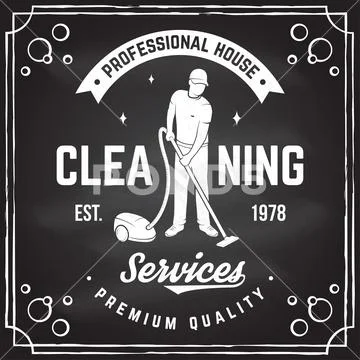 Cleaning company badge, emblem. Vector illustration. Concept for shirt, stamp or Stock Illustration