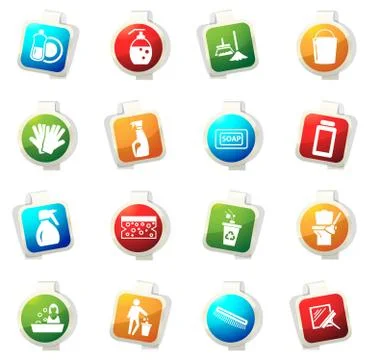 Cleaning company icons set Stock Illustration