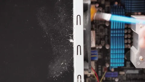 Cleaning on computer case from dust Stock Footage 104540626